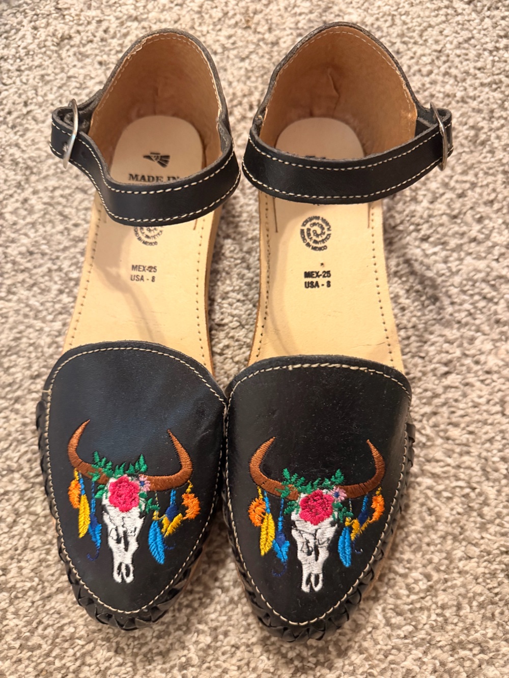 Black Authentic Leather Huarache Sandals